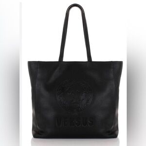 VERSUS BY Versace vintage black pebble leather tote- shoulder handbag laptop bag